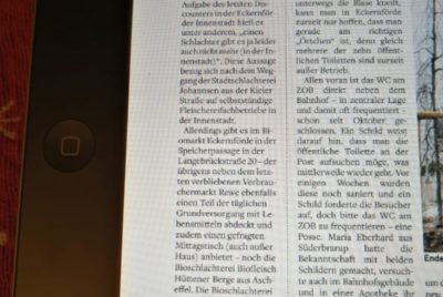 Zeitungsartikel: Biomarkt und Biofleischerei